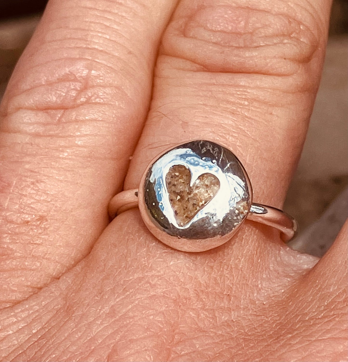 Three Cliffs sand silver pebble ring